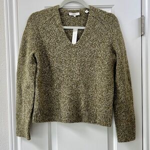 NWT Vince Marled V-Neck Saddle Sleeve Sweater Wool/Silk Blend Size XS